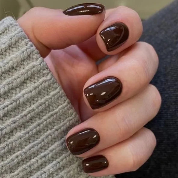 Wholesale 24 Pcs Short Round Nail Tips in Solid Color Simple Press on Nails Artificial Fingernails Candy False Nails 3100