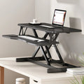 32-Inch Desk Converter Height-Adjustable Sit-Stand Riser for Dual Monitor Laptop Workstation with Wide Keyboard Tray (Black)