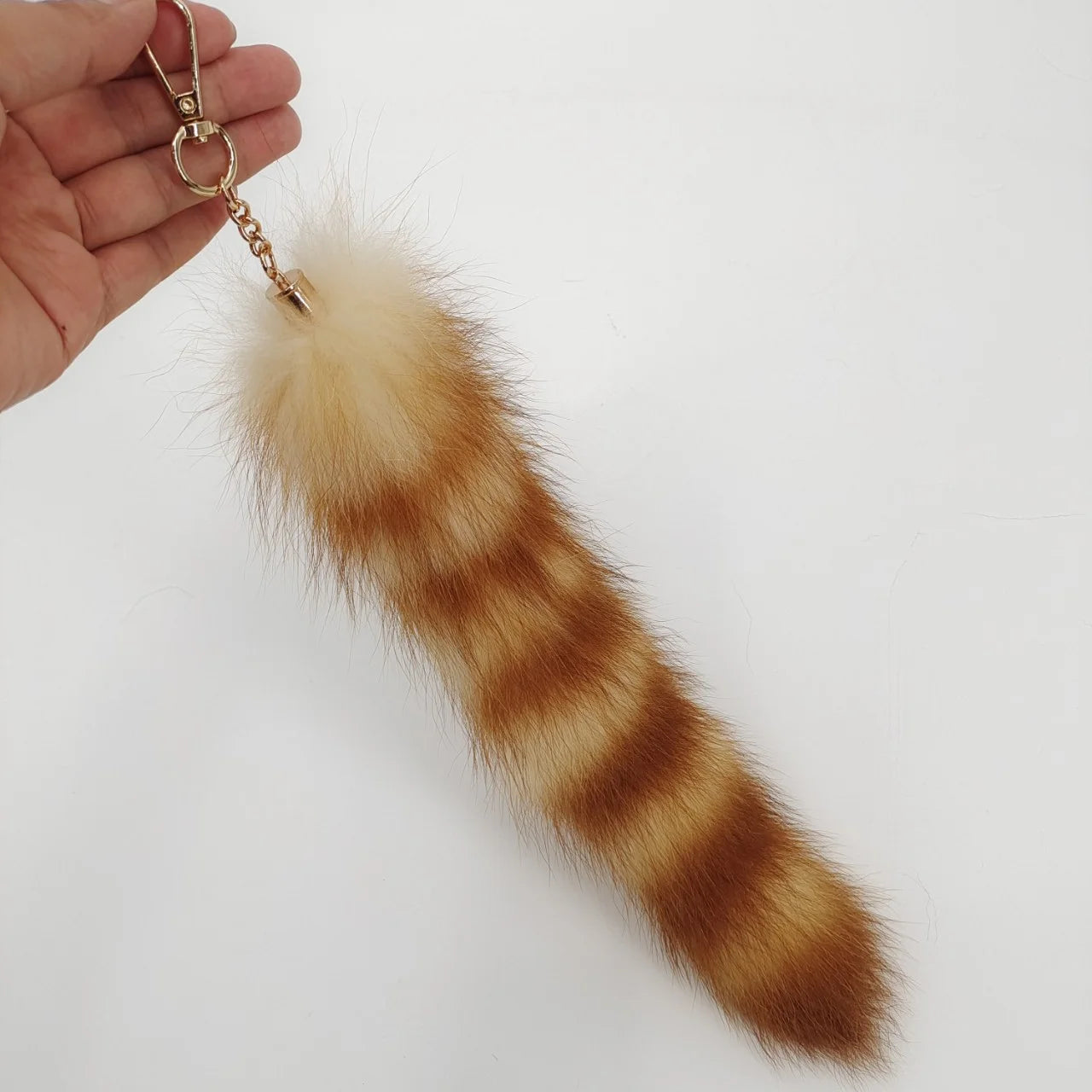 Authentic Raccoon Tail Fur Skin Halloween Party Cosplay Toy Handbag Accessories Key Chain Ring Hook