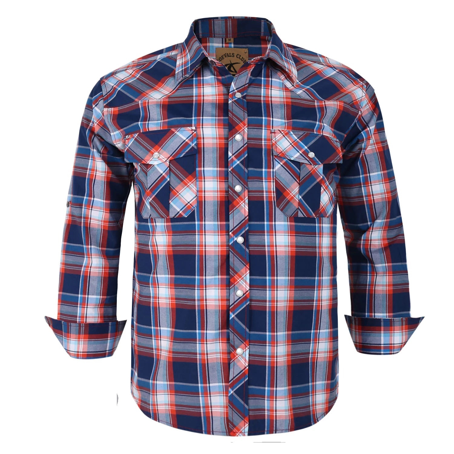 Men's Western Cowboy Long Sleeve Pearl Snap Casual Plaid Work Shirts