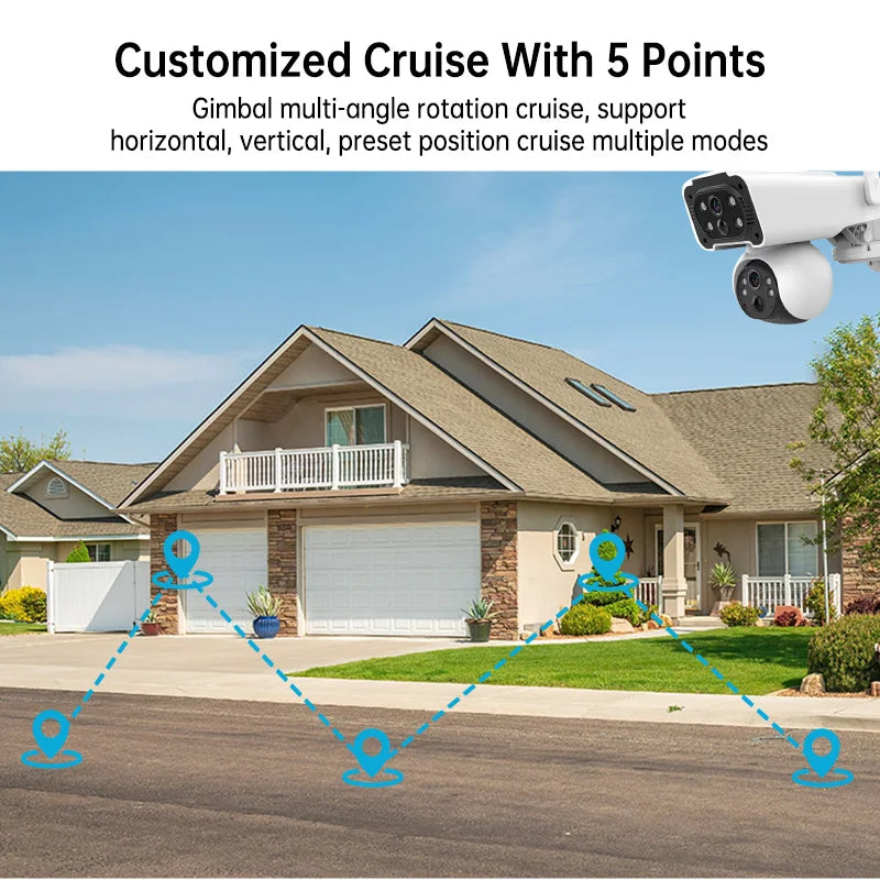 Wistino 4MP Outdoor Dual Lens Wireless Security Cameras Motion Detection Night Vision Full Color Bullet Camera