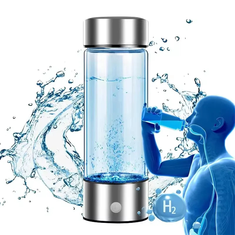 Hot Selling OEM Hydrogen Rich Cup Alkaline Ionizer USB Rechargeable Generator Ionization Water Bottle Glass Cup Jug