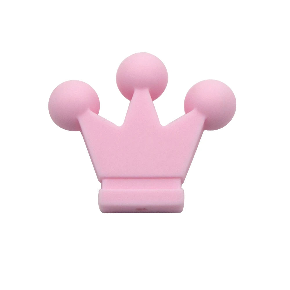 Cute-idea 10pc mini Crown BPA Free Silicone Beads Baby Teether Chew sensory Craft Chain For Pendant Food Grade Baby Teething Toy