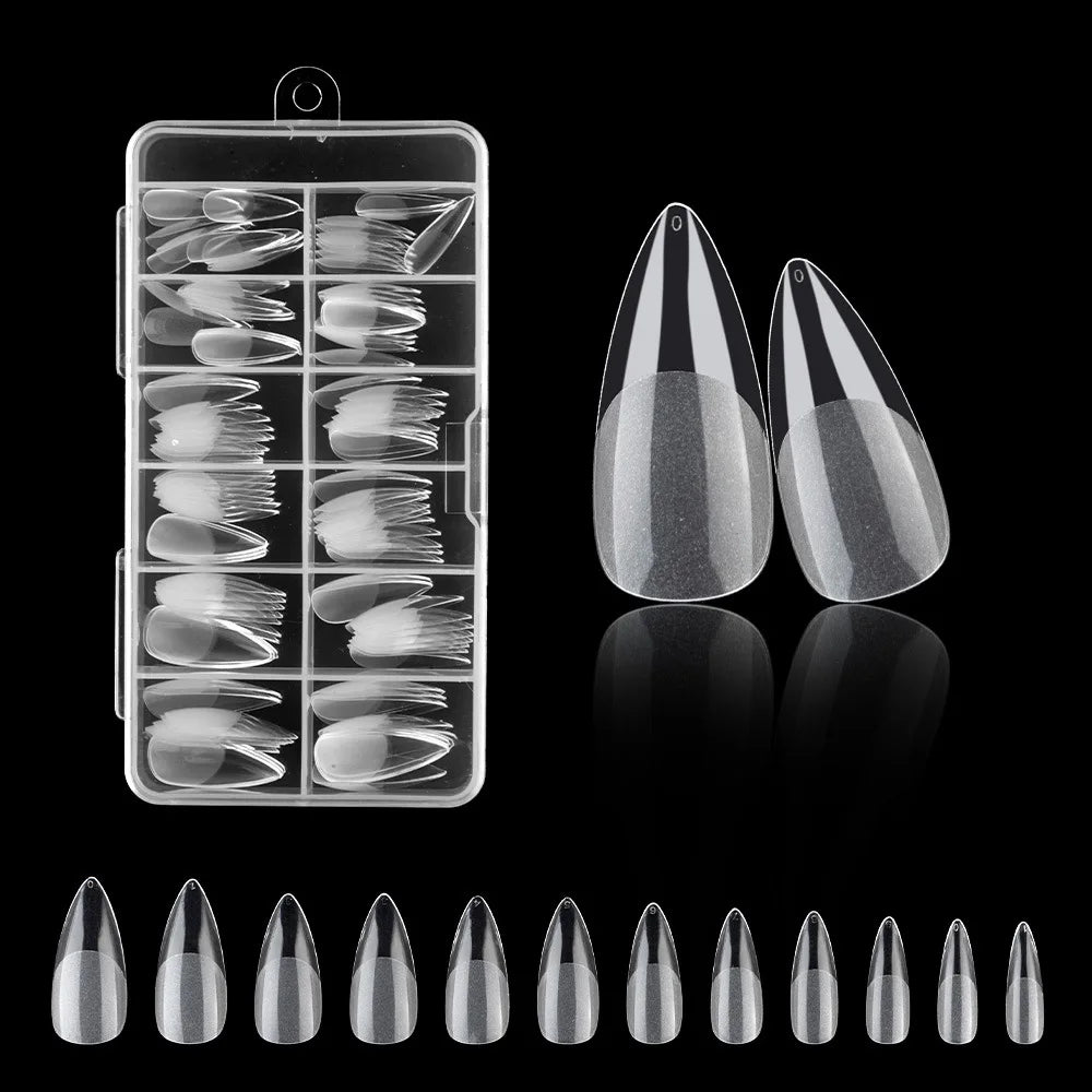 120PCS Acrylic Short False Tips Nail Transparent Frosted Square Oval Almond Ballet Wearable Matte High Toughness Manicure Tip