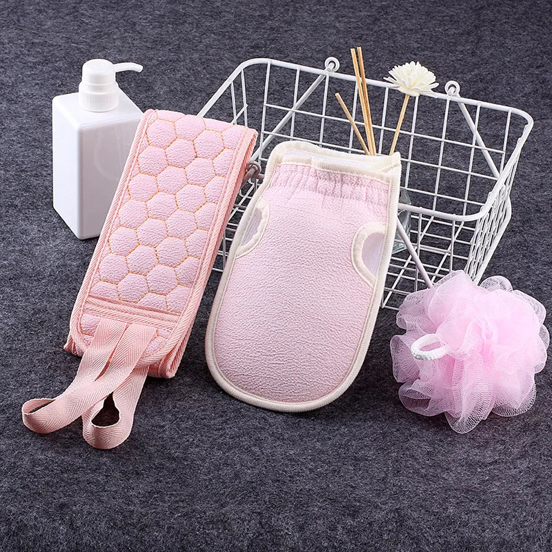 3 Piece Exfoliating ,syuh Shower Back Scrubber Body Bath Set