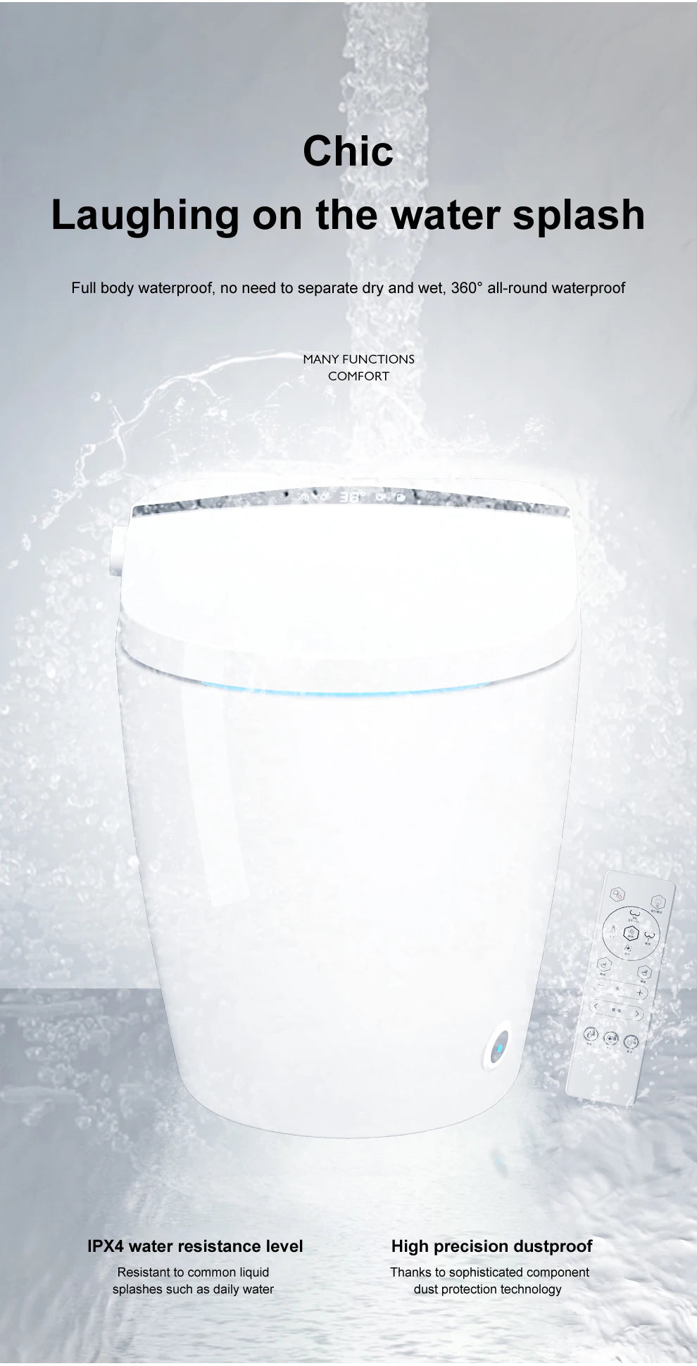 Automatic flushing without water tank integrated black electronic intelligence