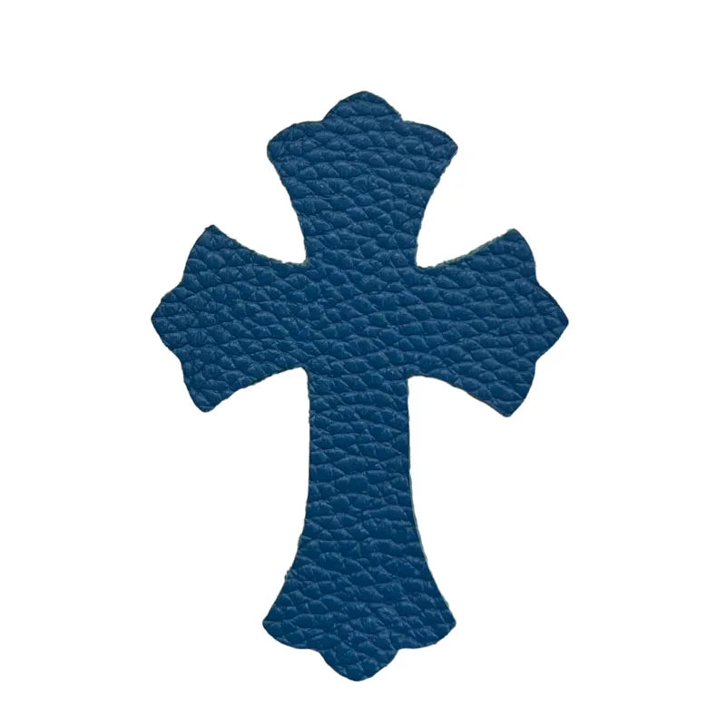 4.5*6.5cm Sheepskin Leather Patch With Cross Shaped Leather Label Genuine Leather DIY With Multiple Colors-106-182