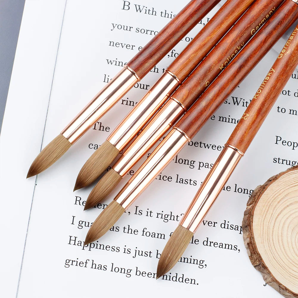 High Quality Nail Brush Custom LOGO Wood Handle 100% Pure Kolinsky Sable Acrylic Nails Art Brushes with Box