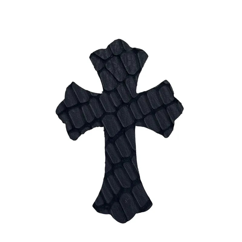 4.5*6.5cm Sheepskin Leather Patch With Cross Shaped Leather Label Genuine Leather DIY With Multiple Colors-106-182