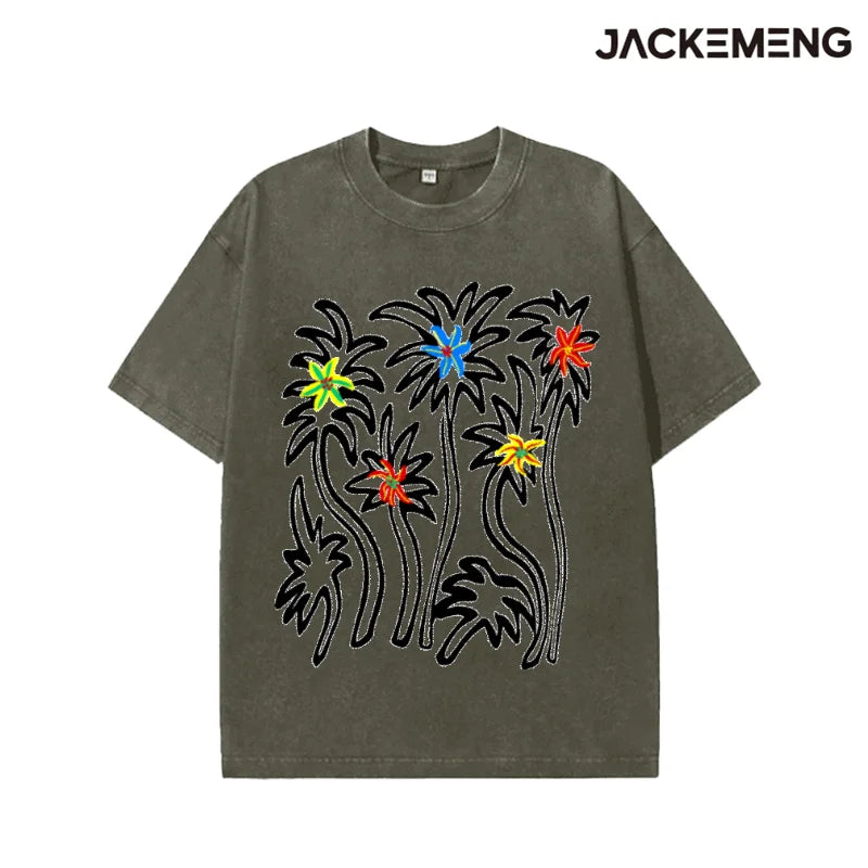 Oversized Vintage Tropical Streetwear Print Tshirt USA Stock Wholesale Y2K Casual Tee