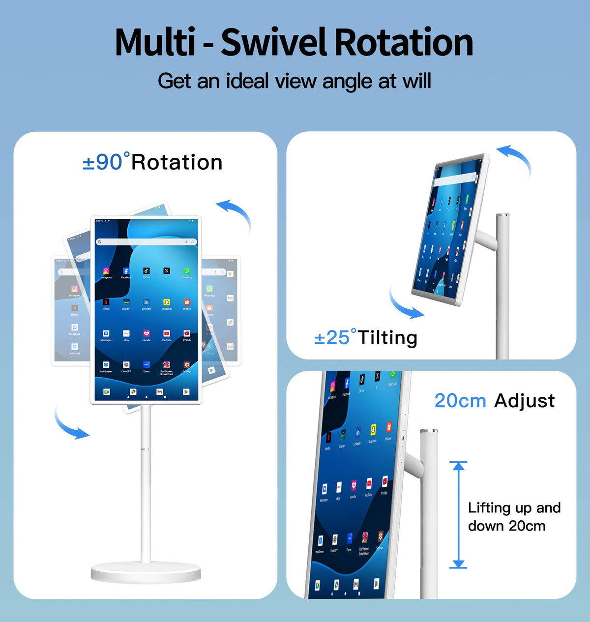 Hot 32 Inch Android Portable Smart TV with Battery Capacitive Display Vertical Touchscreen LCD Monitors All in One Portable TV