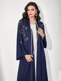 Beaded Elegant Maxi Dresses Dubai Turkish Abaya Women Muslim Dress 2024 Dubai Modest