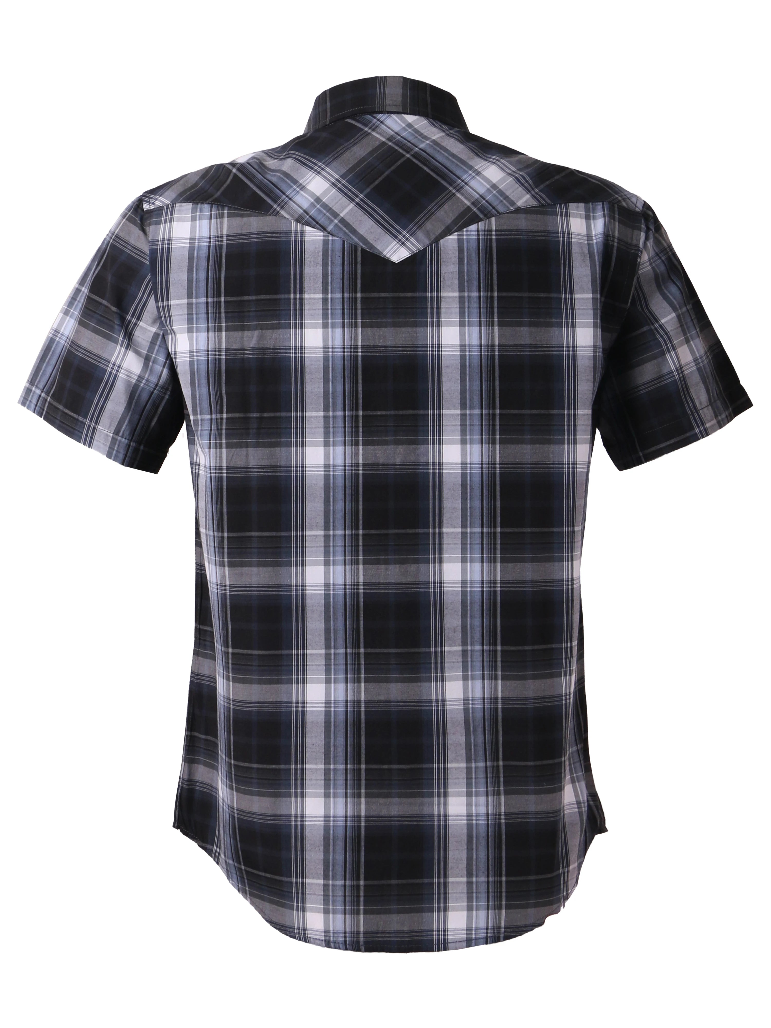 Men's Western Cowboy Short Sleeve Pearl Snap Button up Casual Work Plaid Shirts