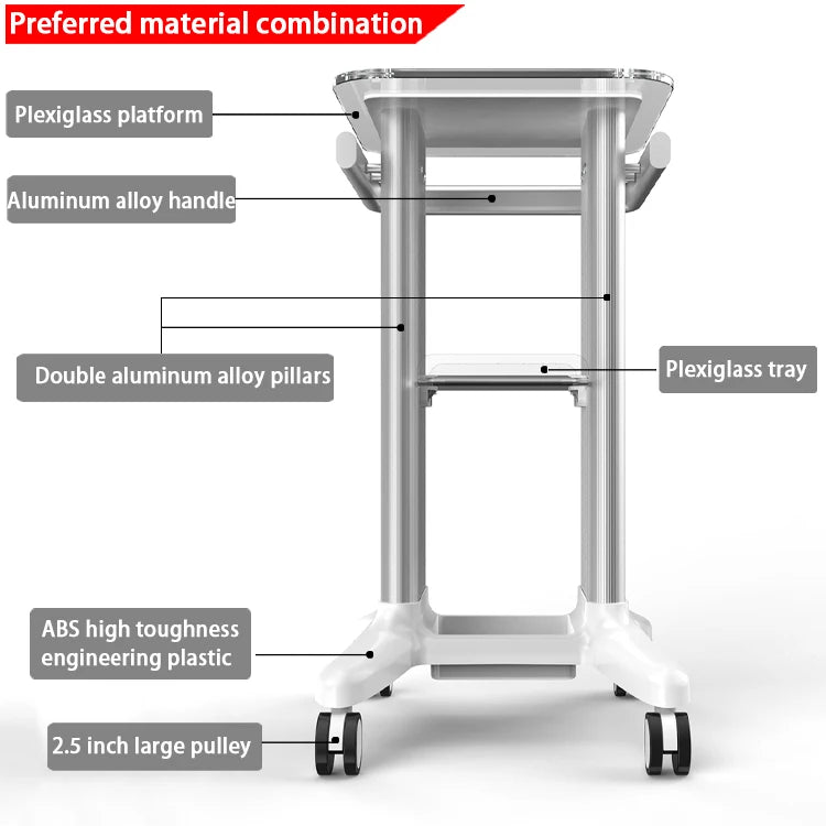 Factory Hot Sale Modern 50x40x20 Beauty Instrument Rolling Movable Trolley Stand