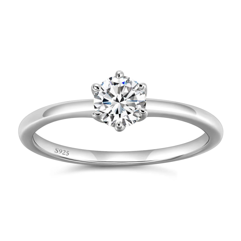 OAHLAN 0.5ct 14k Gold Plated Moissanite Rings Women Fashion Sterling Silver Minimalist Jewelry Wedding Moissanite Diamond Ring
