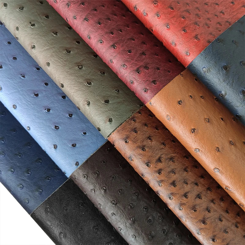 Super High Quality Ostrich Embossed Pvc Synthetic Vinyl  Leather Cotton Backing for Making Bag Decoration Craft Textile