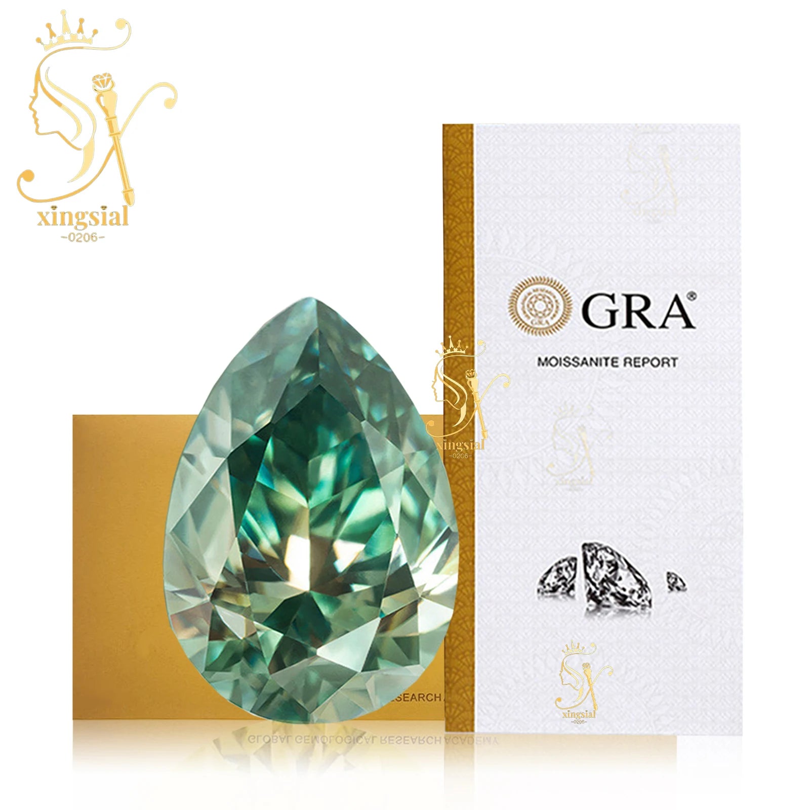 Xingsial 4x6mm 9x13mm Multiple Color VVS1 0.5ct 5ct GRA Certificated Pear Cut Synthetic Diamond Gemstone Loose Moissanite Stone
