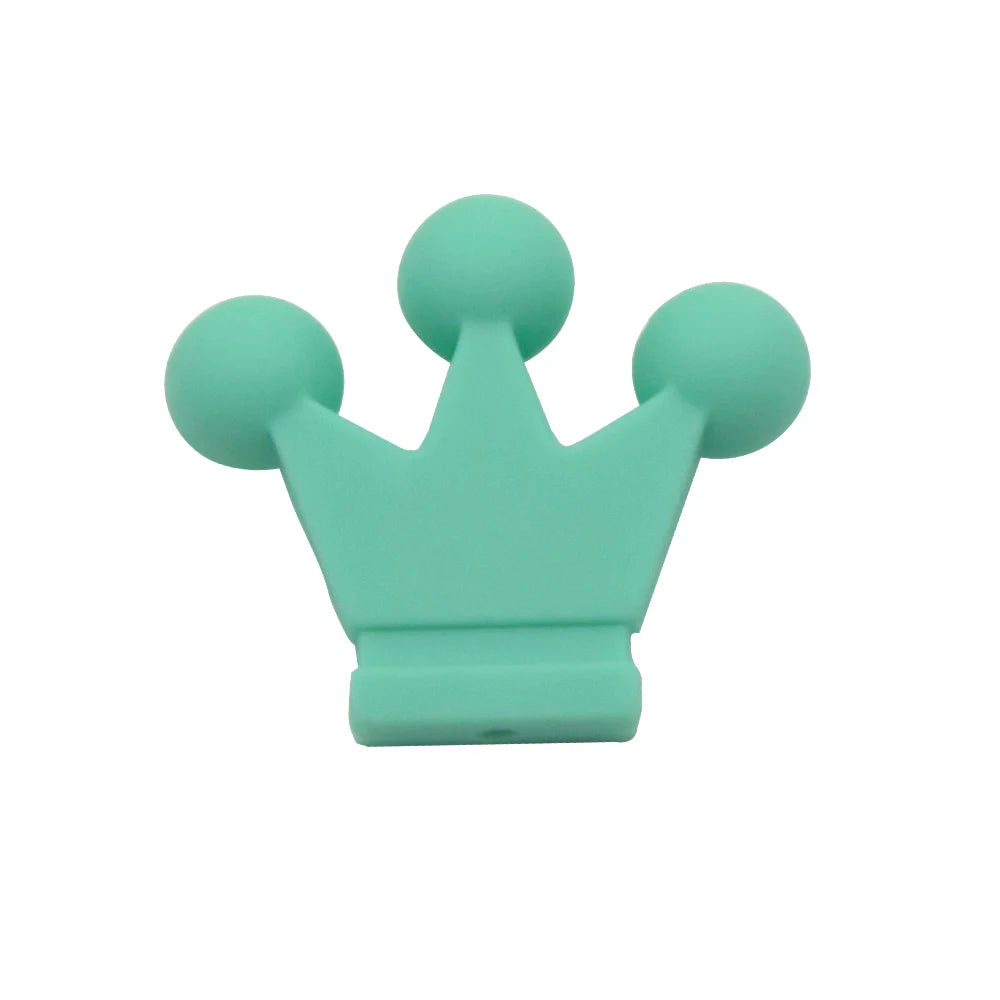 Cute-idea 10pc mini Crown BPA Free Silicone Beads Baby Teether Chew sensory Craft Chain For Pendant Food Grade Baby Teething Toy