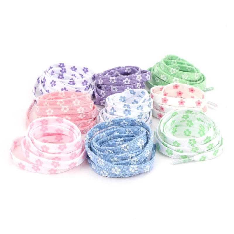 New Sakura Shoelaces Flat Little Daisies Shoe laces High-top Canvas Sneakers Shoelace AF1 Laces Shoe Strings 100/120/140/160CM