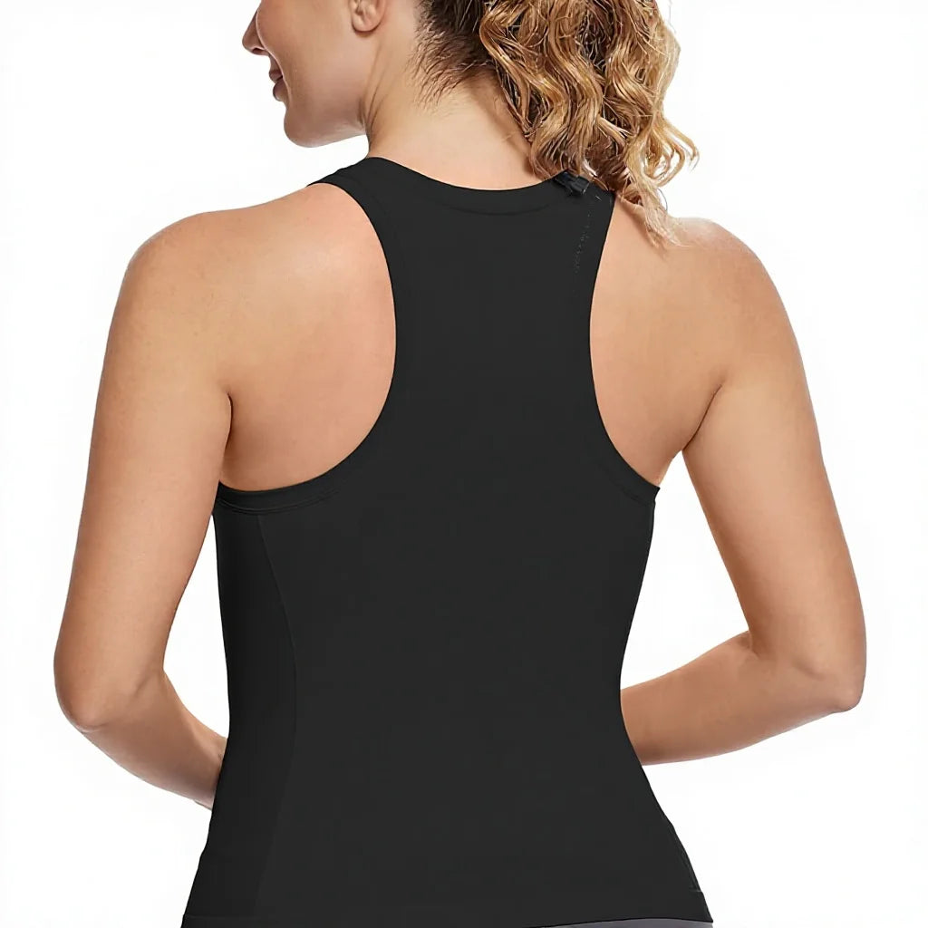 Women's Racerback Workout Tank Tops-Seamless Spandex/Polyester Breathable Knitted High Support Solid Running Muscle Tank