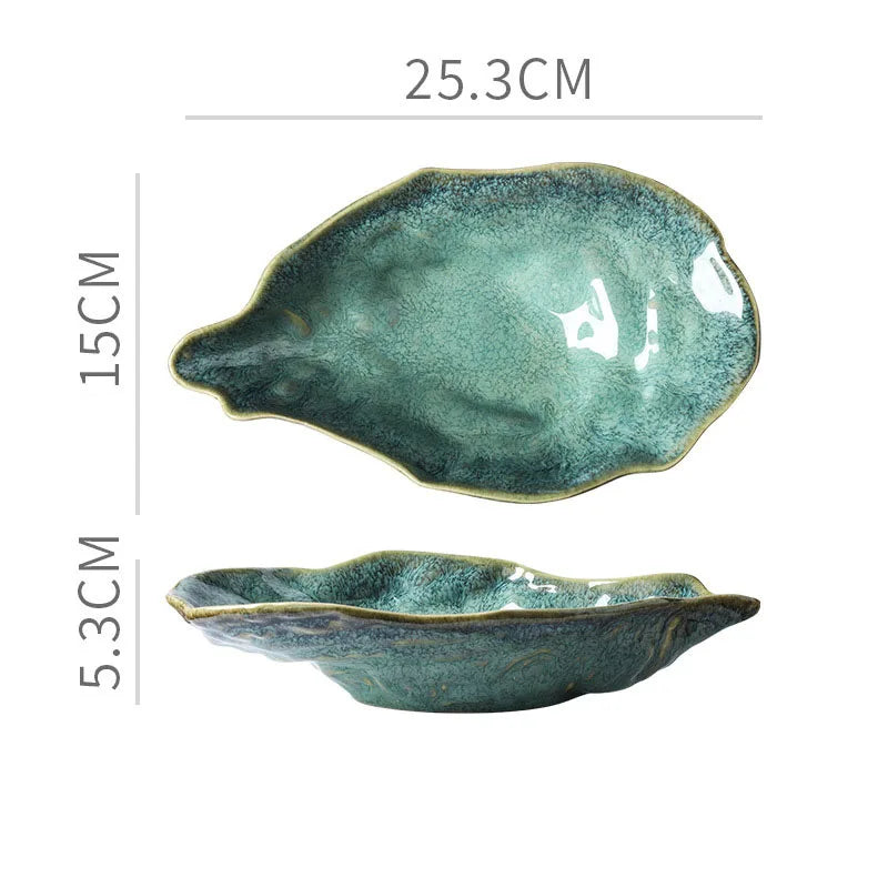 Japanese-style Kiln-change Ceramic Light Luxury Flavor Dish Stylish Oyster-shaped Dessert Saucer Shallow Dish Sauce Soy Sauce
