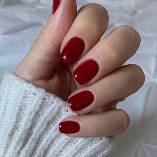 Wholesale 24 Pcs Short Round Nail Tips in Solid Color Simple Press on Nails Artificial Fingernails Candy False Nails 3100