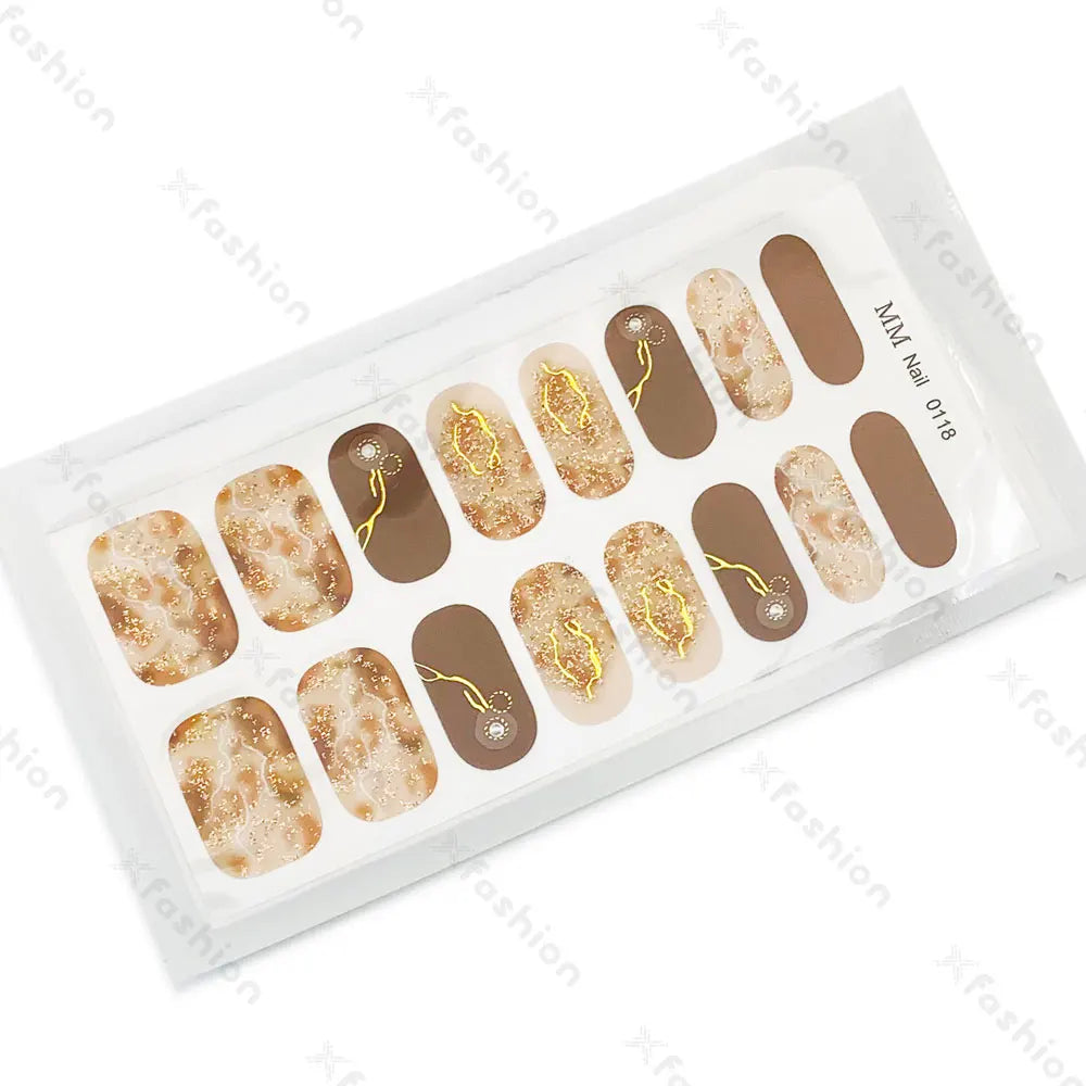 Hot Sale 16 Tips Solid Color Semi-Cured Gel Nail Stickers UV Light Durable Waterproof Long-Lasting Gel Nail Stickers Wholesale