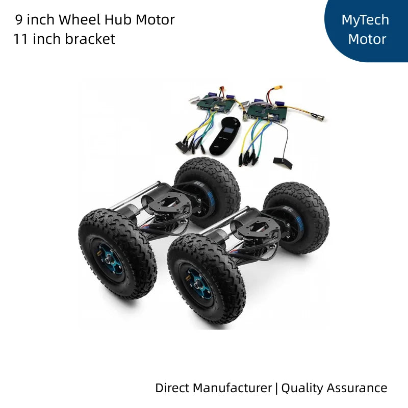 Blue Personality 4WD Belt Drive Electric Skateboard, 11-inch Truck 9-inch Wheel Off-Road Longboard Frame Board