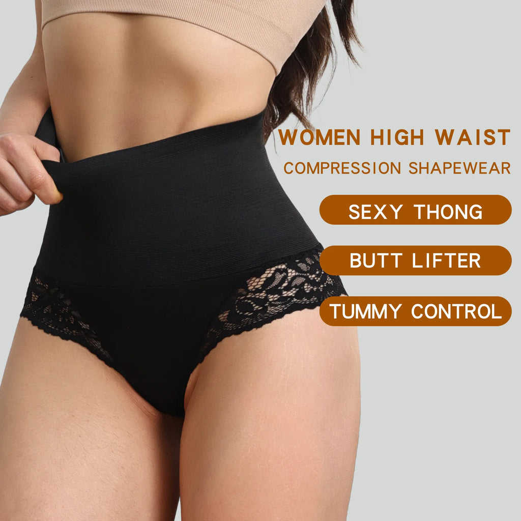 Women's Cross-Border Mid-Waist Lace Body Shapers Firm Tummy Control Underwear Pants with Hip Lift Everyday Style