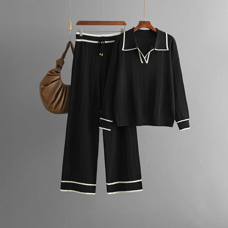 Boutique Wholesale 2026 Summer New Style Lapel Fashionable Casual High Waist Slimming Knitted Women's Sets