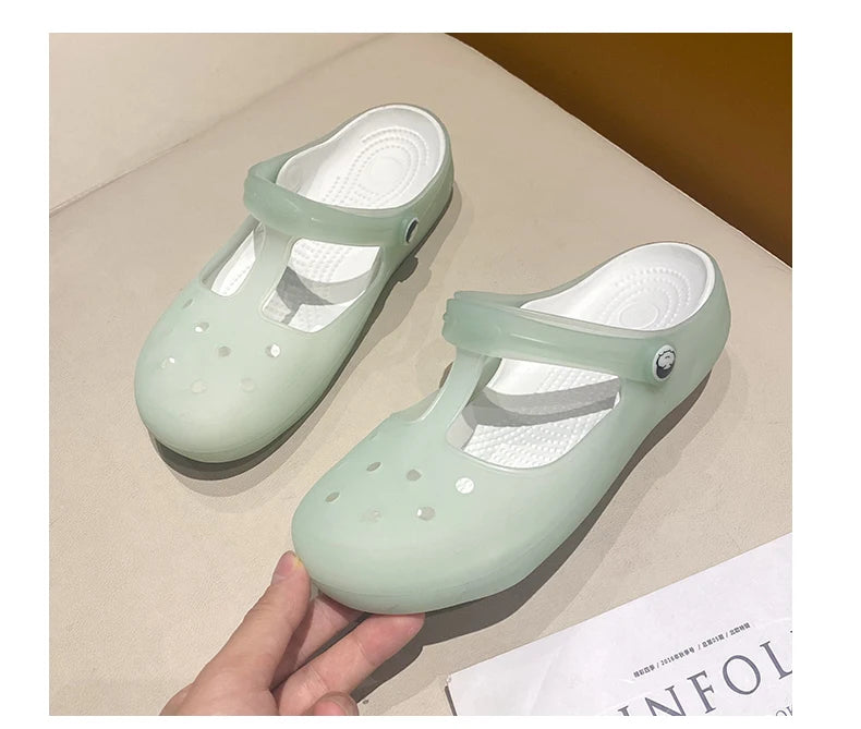 New Summer Jelly Sandals Women Outdoor Casual Slip On Garden Beach Shoes Female Rubber Clogs Non-slip Slides Breathable Slippers
