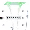 Matte Black Shower System 70X38 CM LED  Bathroom Thermostatic Multifunction Shower Set With Handheld