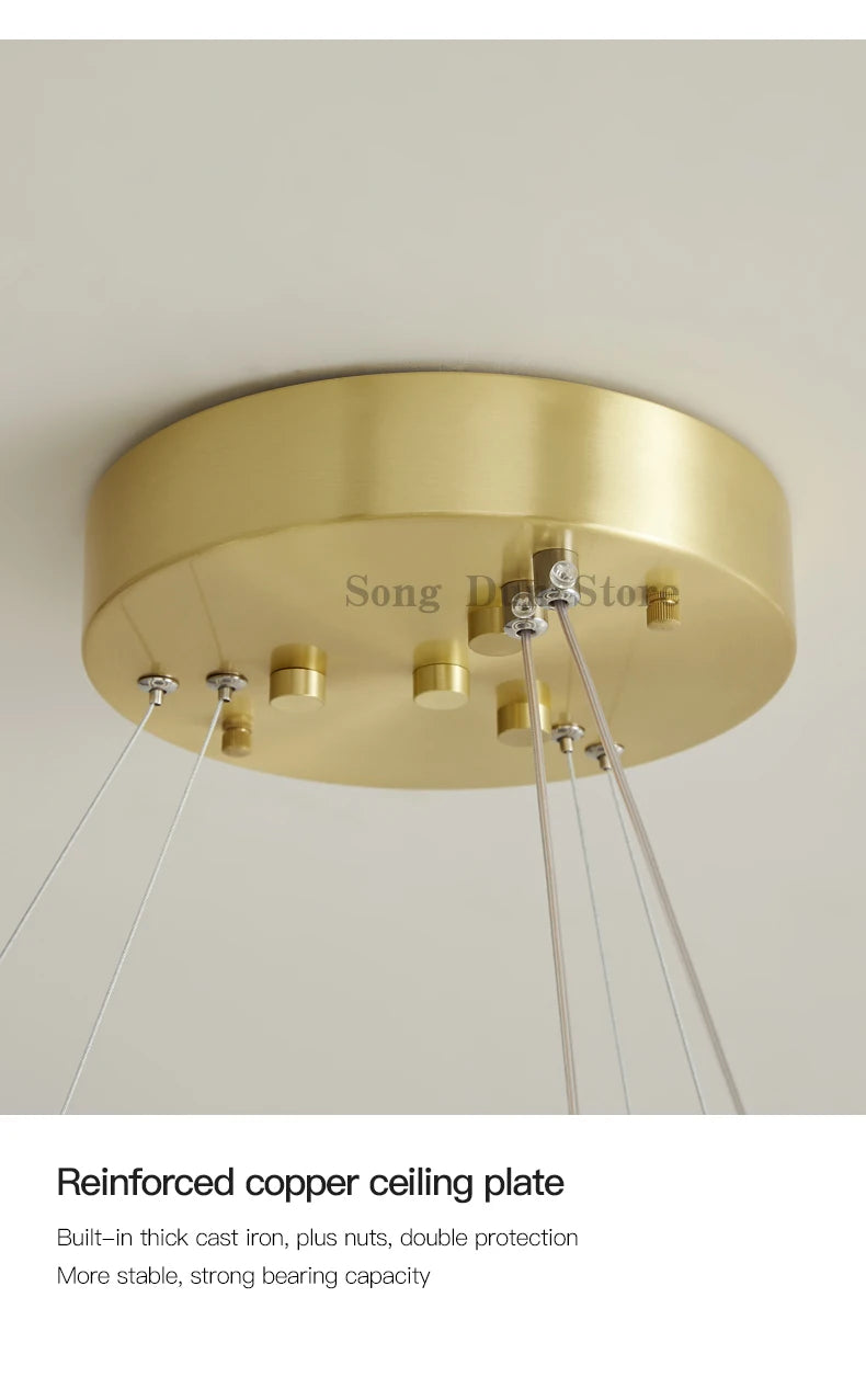 All Copper Post-Modern Household Living Room Chandelier Modern Minimalist Light Luxury Creative Personality Net Red Children’s