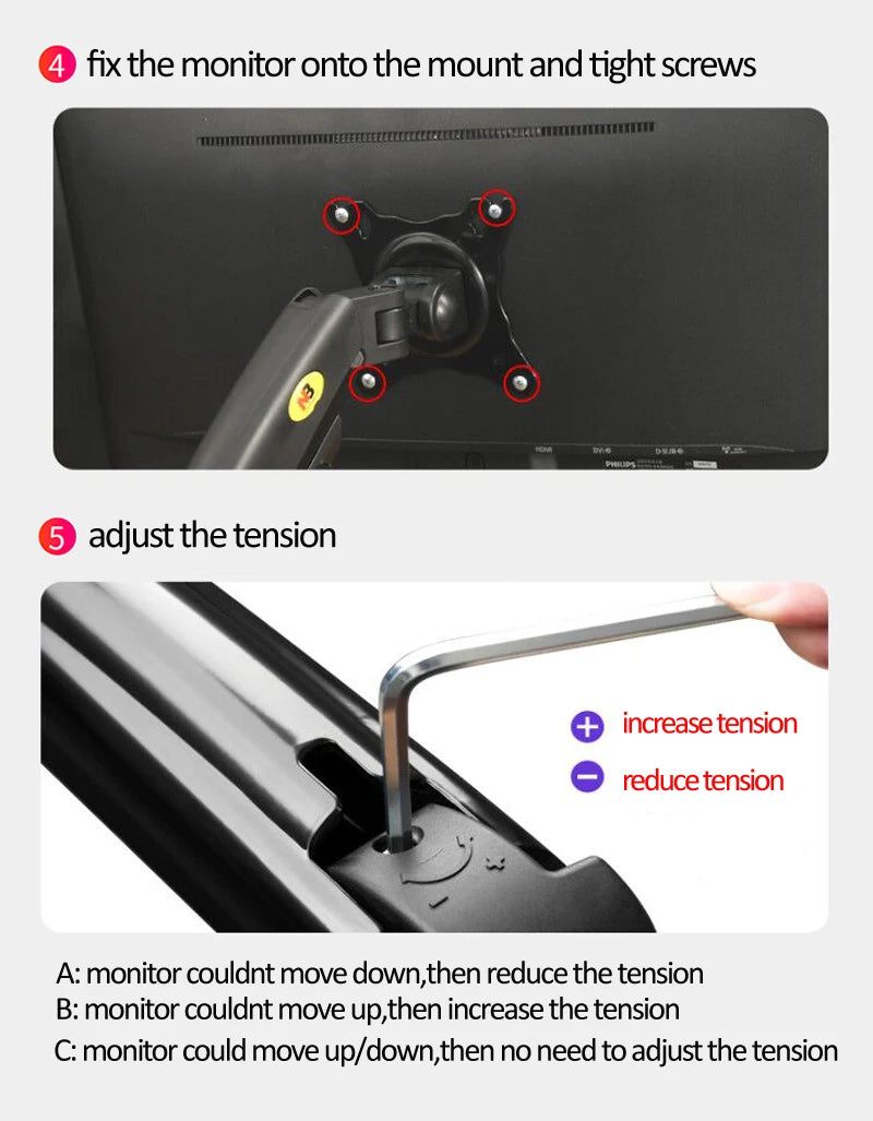 NEW NB F80 2-9kg Popular 17"30" Monitor Screen Desktop Stand Computer Bracket Gas Spring Long Arm Clamp Grommet Hole 360 Rotate