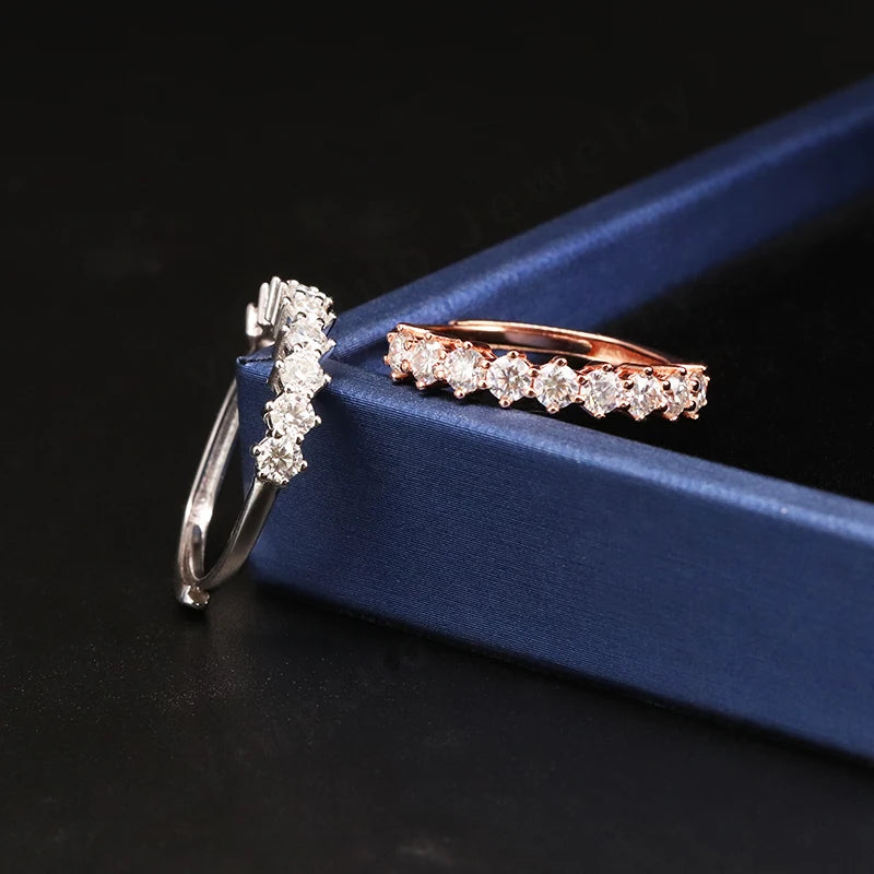 Yingtuo Cute Round Moissanite Engagement Rings Lab Diamond White Gold & 925 Sterling Silver 2g Wedding Promise Rings