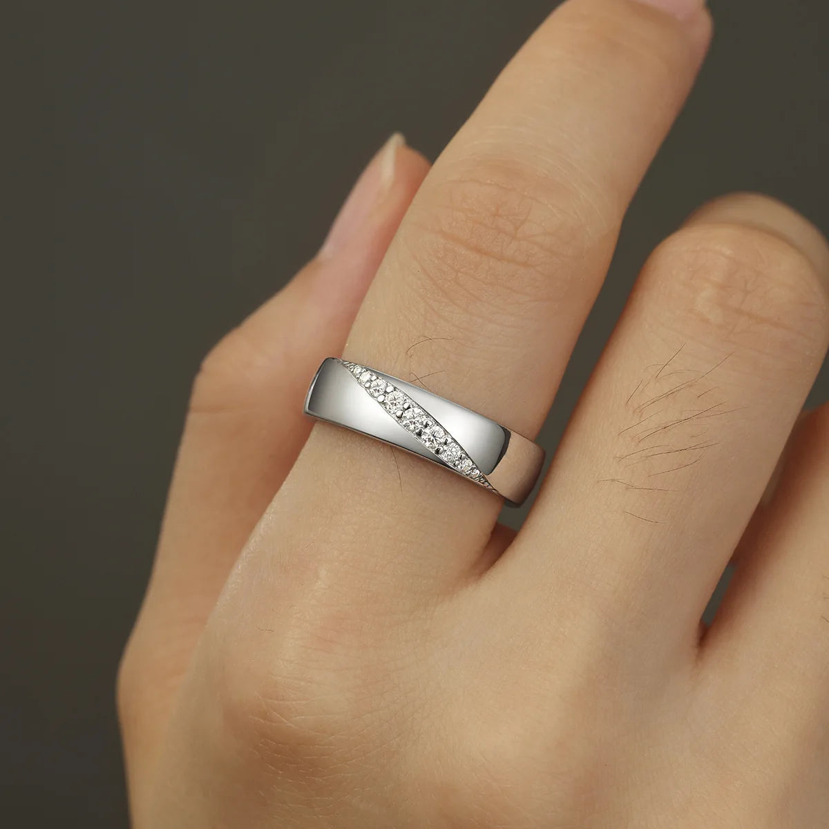 9 Minimalist 925 Silver Non Tarnish Waterproof Jewelry Fine Micro Insert Moissanite Men's Rings with GRA Certification