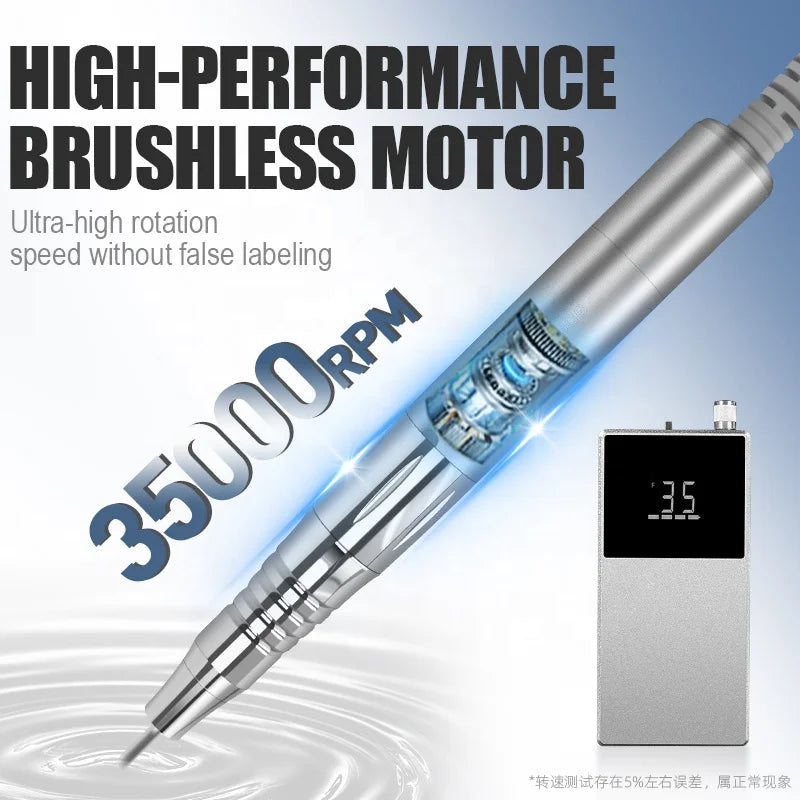 AT-NDB-012 Nail Drill E File Engrave Machine Polishing Manicre Salon Sander Rechargeable Brushless Drill Handle with 12 Bits