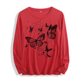100% Cotton "Black Butterfly Graphic" Long - Sleeve T - Shirt, Multi - Colors