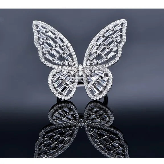 Wholesale Hot Sale Zirconium Rings butterfly Zirconia Jewelry 925 Sterling Silver Cubic Zircon butterfly Cz Ring Women