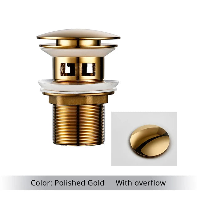 Bathroom Basin Gunmetal Pop-Up Drain Waste Stopper Sink Accessories Solid Support Round Bathtub Brass Flush Drain