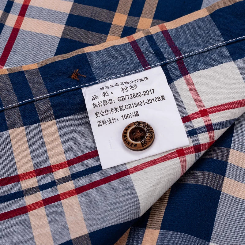 Men's 100% Cotton Plaid Long Sleeve Casual Shirt, Spring Autumn Lightweight & Breathable Slightly Slim Fit Button Down Shirts