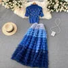 New Products Female Knitted Top Beaded Small Sweater Ladies French Retro Cake Skirt Two Piece Set