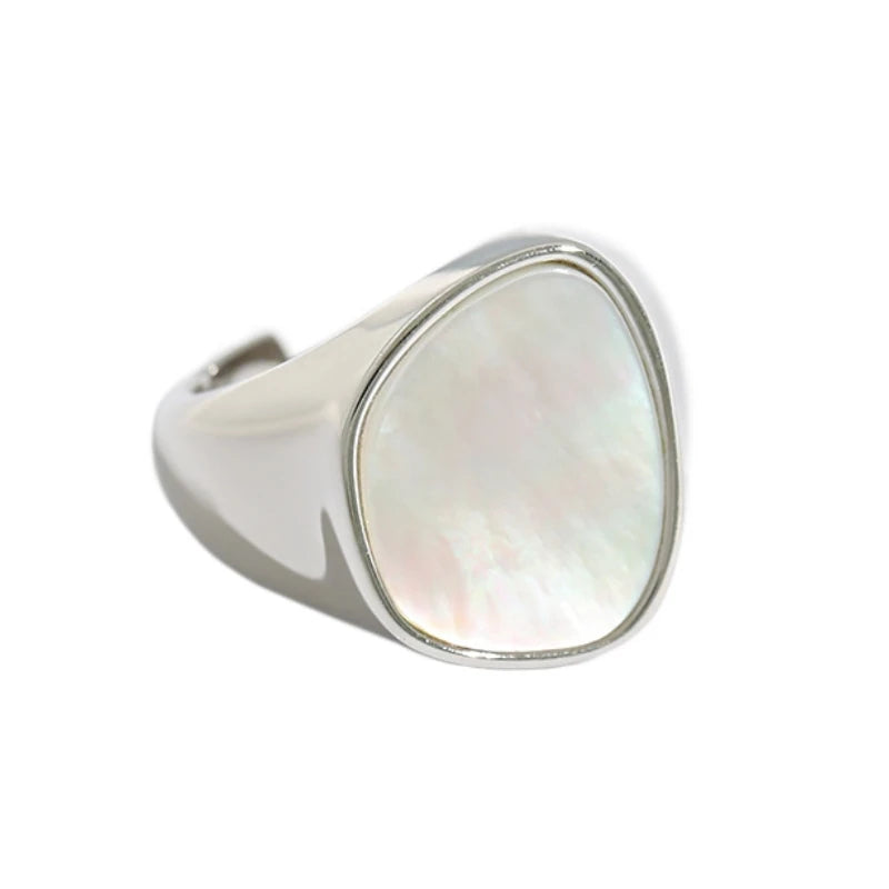 Wholesale Vintage Mother of Pearl Chunky Rings Women Sterling Silver 925 Jewellery Rings 18k Gold Adjustable Rings Women