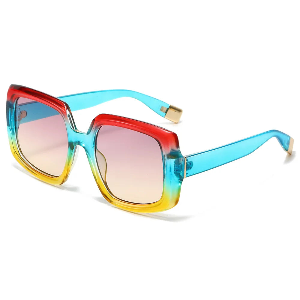 2024 New Multi-color Fashion Square Large Frame Pc Sunscreen Uv400 Sunglasses Women Luxury