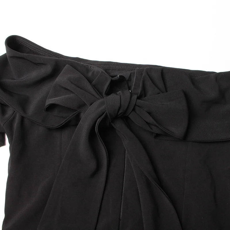 OUDINA Spring New Off Shoulder Ruffles Long-sleeved Wide Leg Pants Jumpsuit for Women