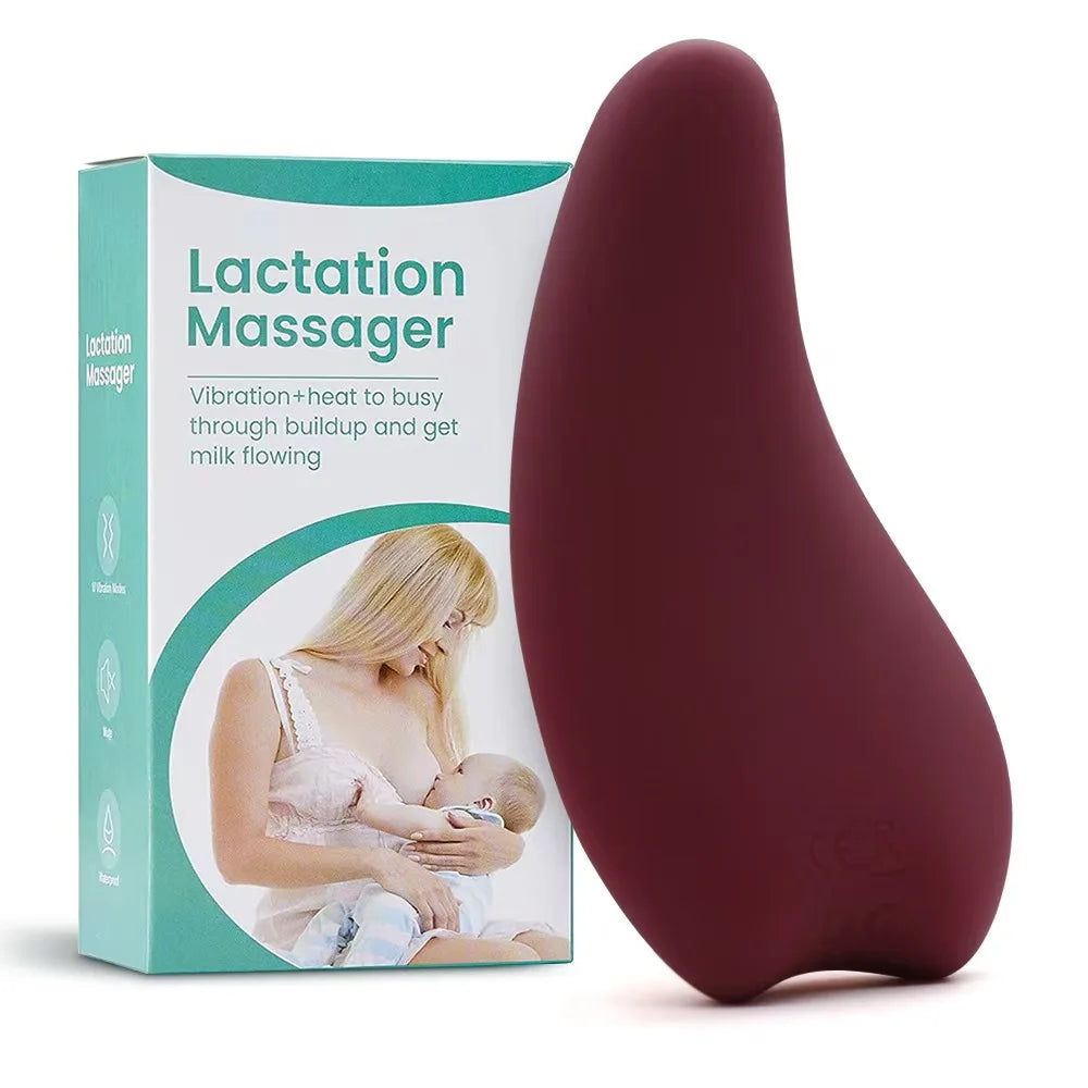 Bust Massager for Brestfeeding Warm Vibrator Lactation Massage for Clogged Milk Ducts Blood Circulation Milking Device