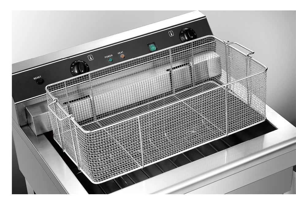 Double Basket Electric 220V Stainless Steel Deep Fat Fryer 6L-20L Capacity for Fast Food Restaurants Food Shops and Hotels