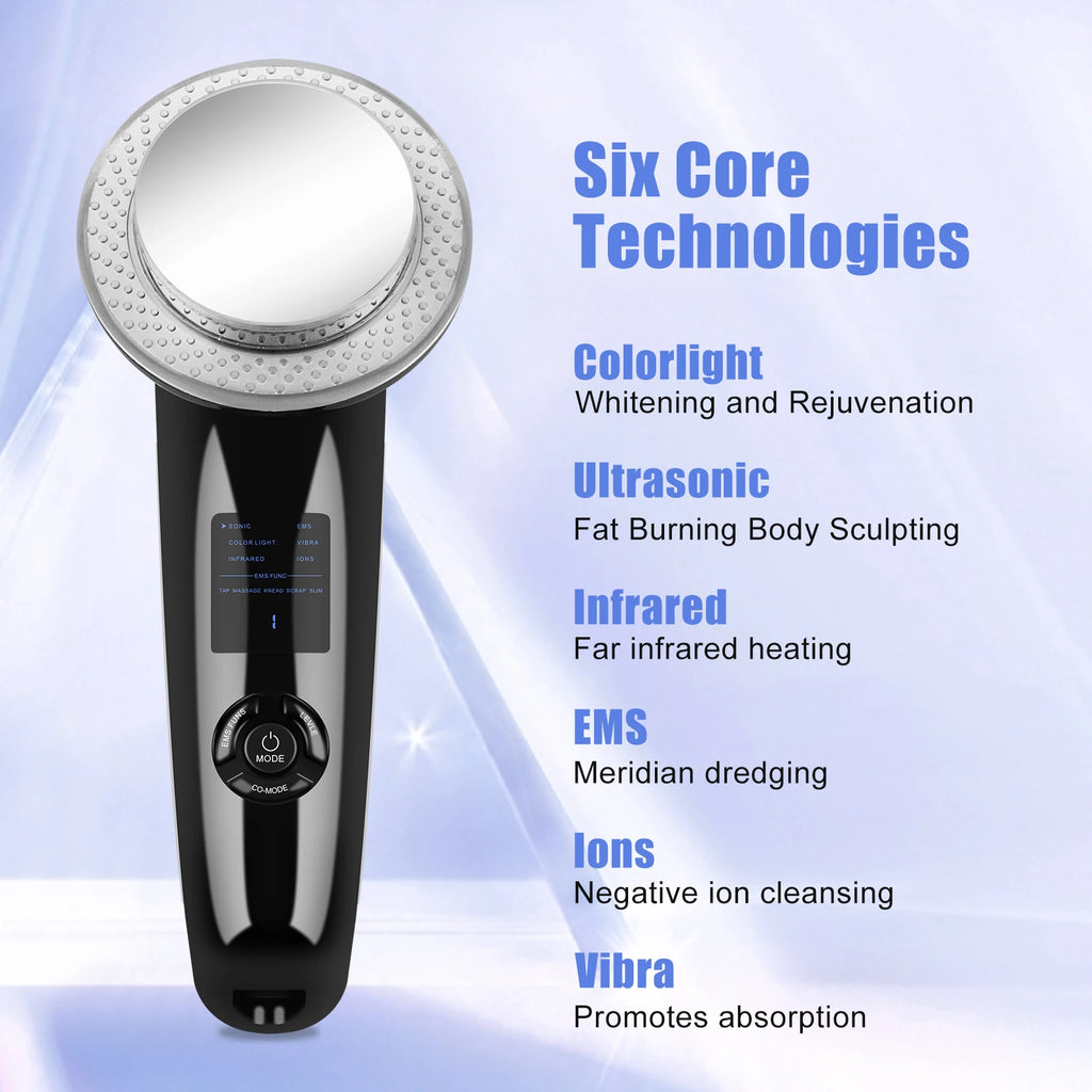 6 IN 1 Body Shape Massager EMS ultrasonic Slimming Gel Cream Infrared 1Mhz Ultrasound Cavitation Fat Burner Bar Weight Loss Tool