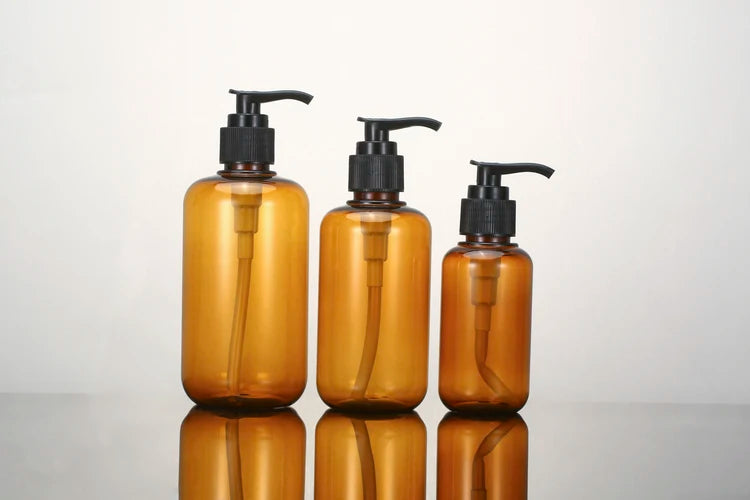 100ml 200ml 300ml Round PET Plastic Pump Press Bottle for Body Wash Lotion Shower Gel Shampoo Packaging
