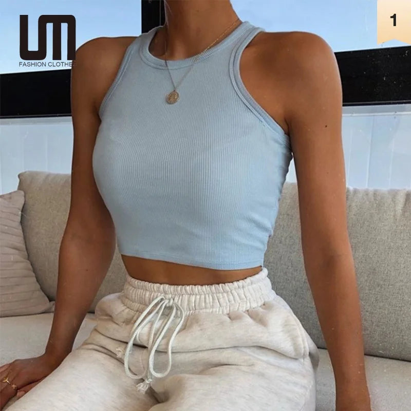 Liu Ming Cheap New Fashion Women's Summer Crop Top Wholesale Basic Sports Tank Tops Sexy Seamless Knitted